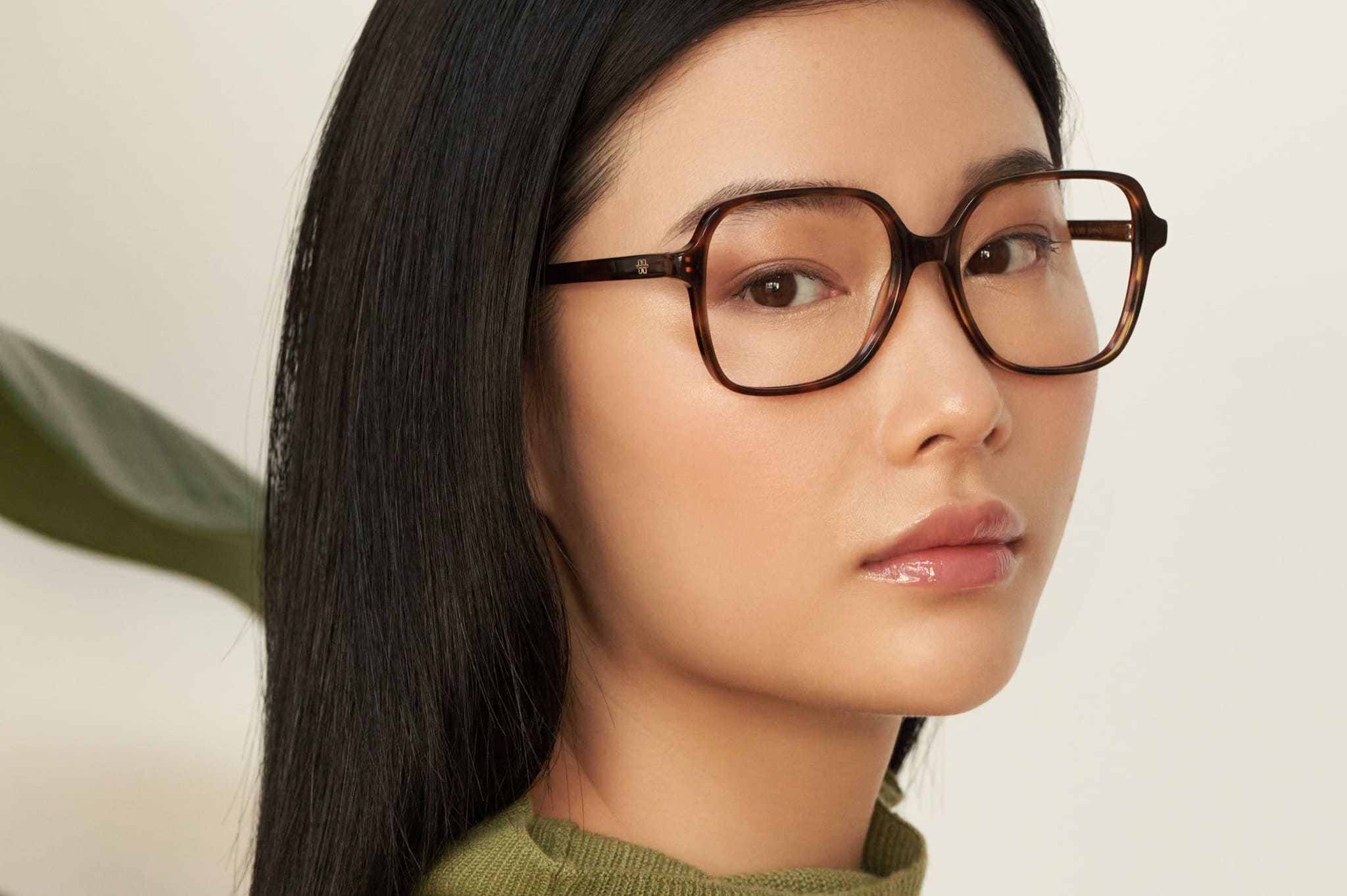 GAÏA VERT OLIVE TRANSPARENT – Lunette Rectangle ECAILLE pour Femme