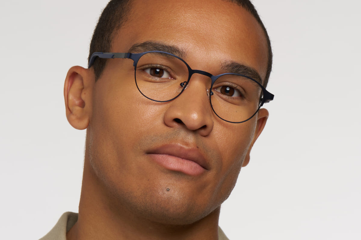 ROMAIN – Lunette Ronde BLEU MAT pour Homme