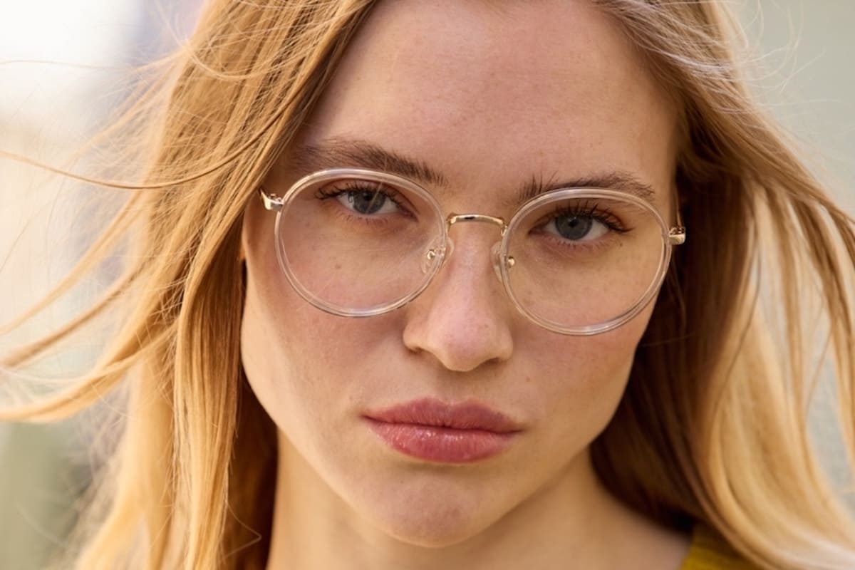 MORGANE – Lunette Ronde TRANSPARENT OR BRILLANT pour Femme