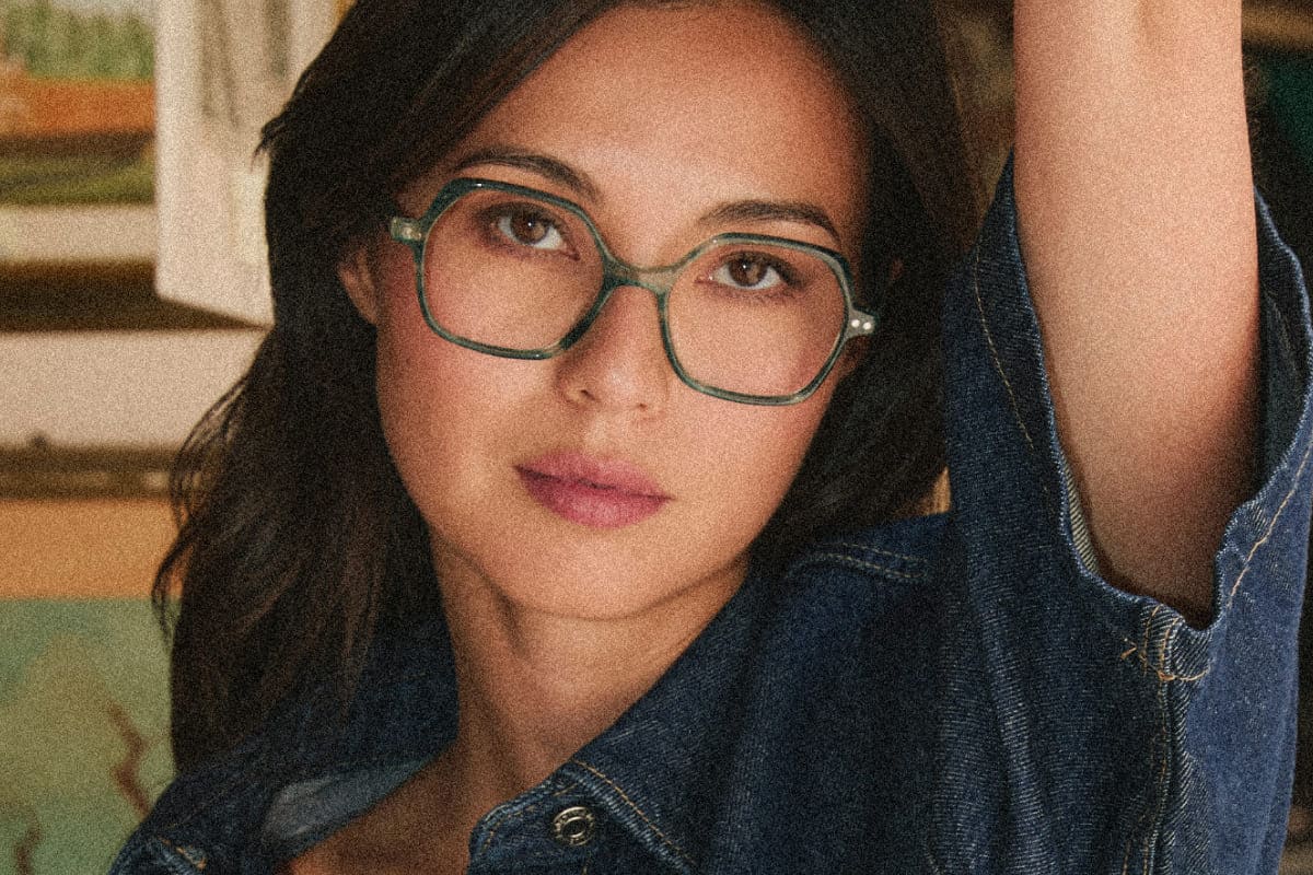 MELODY – Lunette Carré BLEU VERT STRIÉE pour Femme
