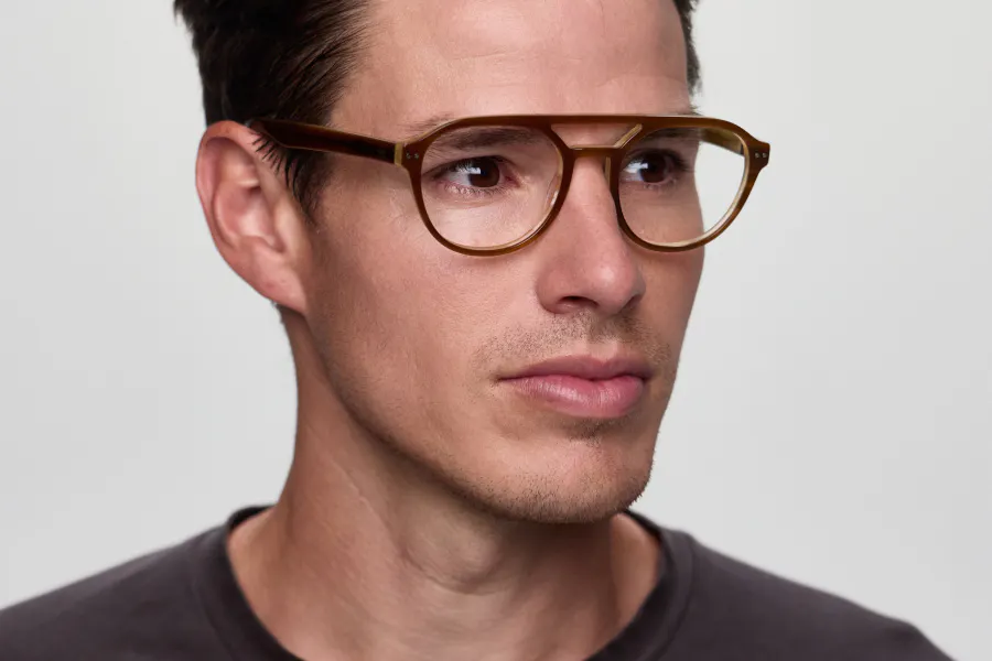 SIENNA – Lunette Aviateur CORNE STRIEE CLAIRE pour Homme