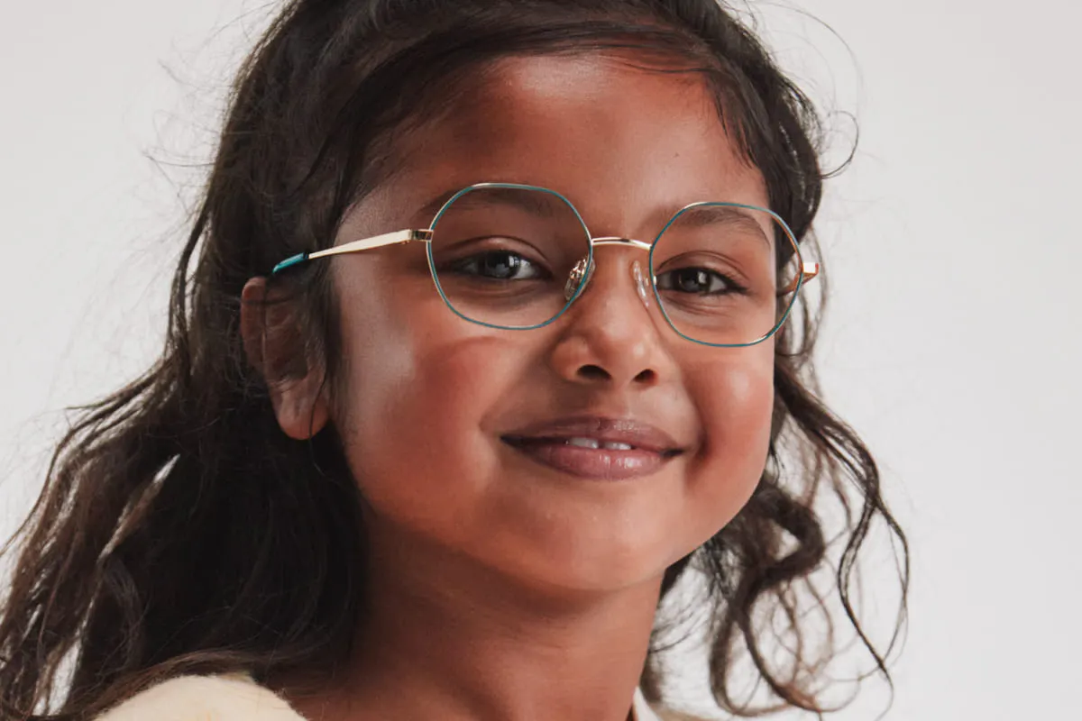 LILI – Lunette Ronde OR BRILLANT VERT pour Enfant