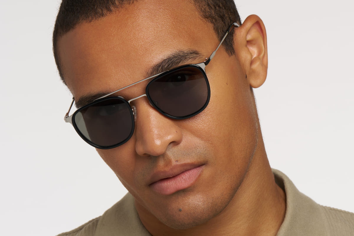 ANDY – Lunette Aviator ARGENT NOIR BRILLANT pour Homme