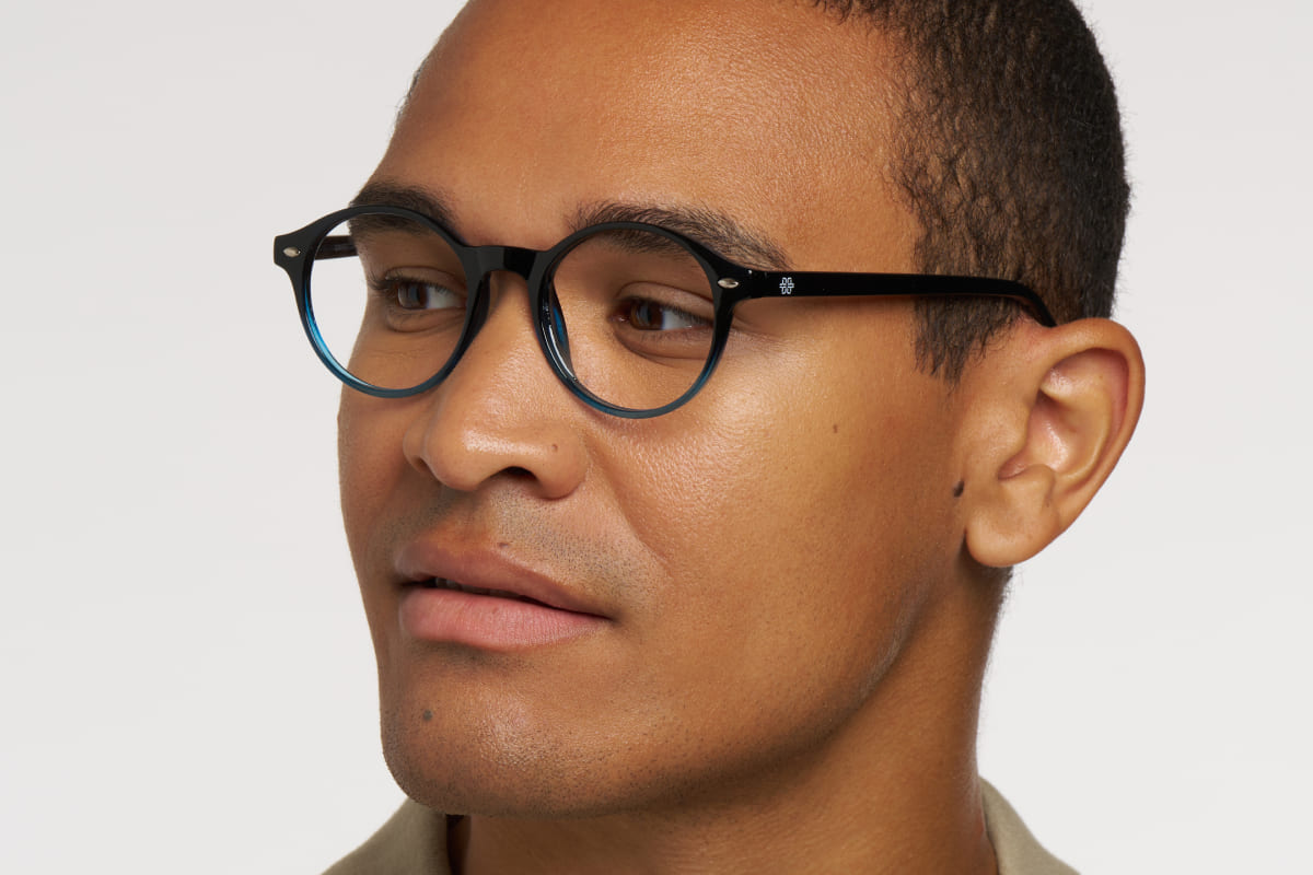 GAMBETTA – Lunette Ronde BLEU FONCE DEGRADE pour Femme, Homme, Mixte